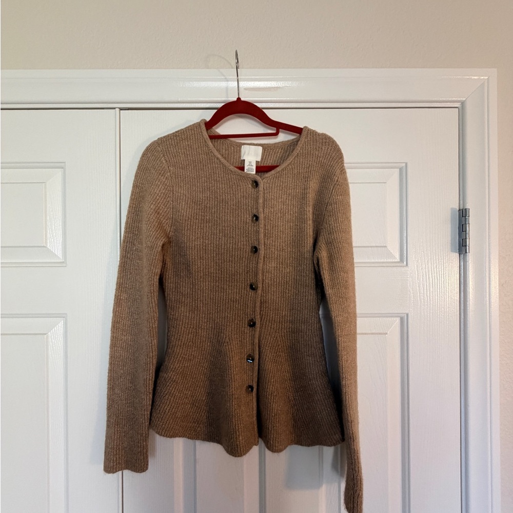H&M Tan Ribbed Button-Front Sweater Cardigan - Picture 2 of 4